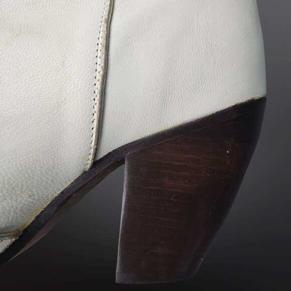 Y2K Miss Sixty Western Ankle Boots Size 40 US 9 Off White Leather Indie Sleaze - Picture 6 of 16